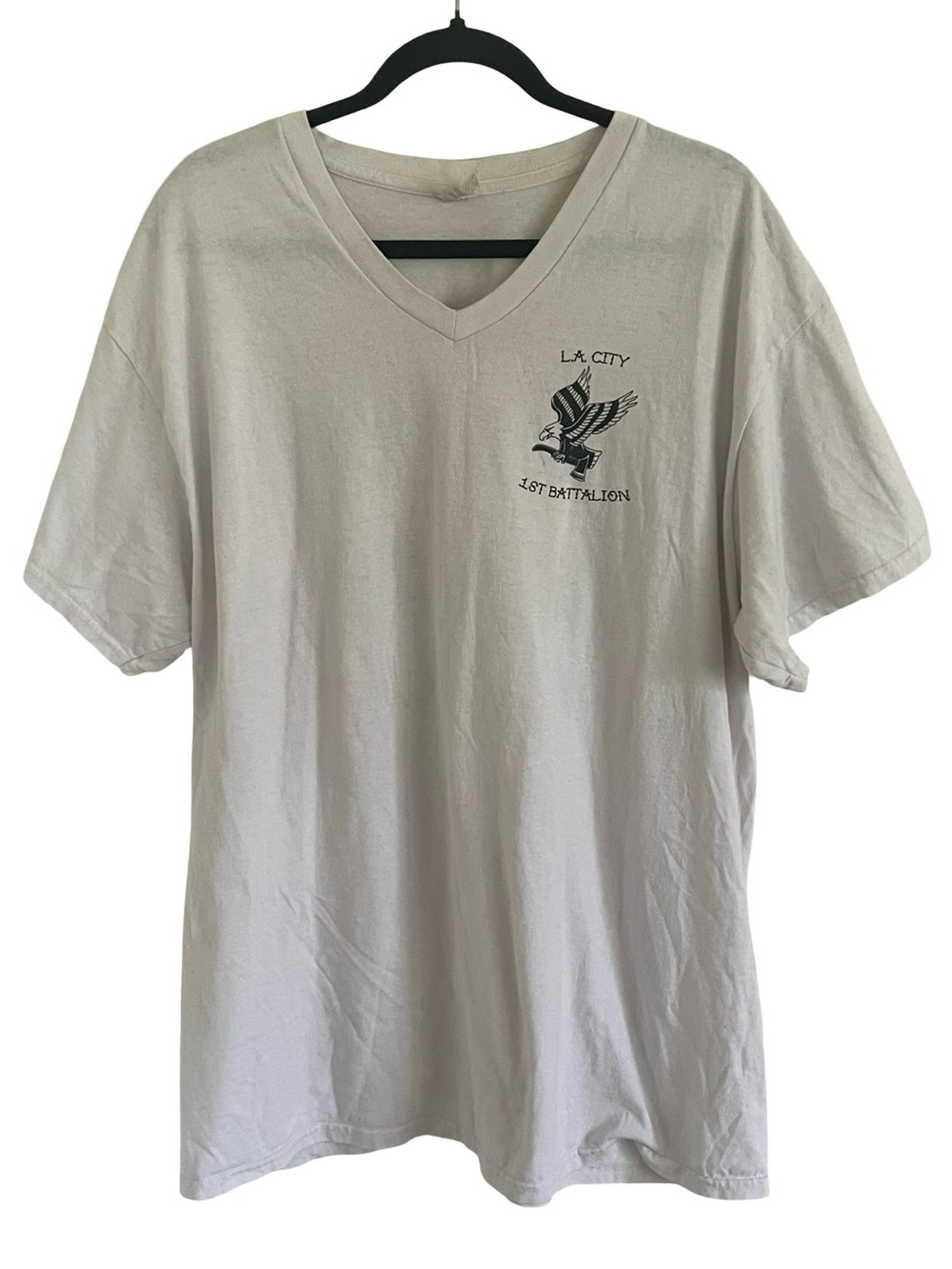 Cream LA City Cotton Short Sleeve V Neck T Shirt Tee xL - Picture 2 of 5